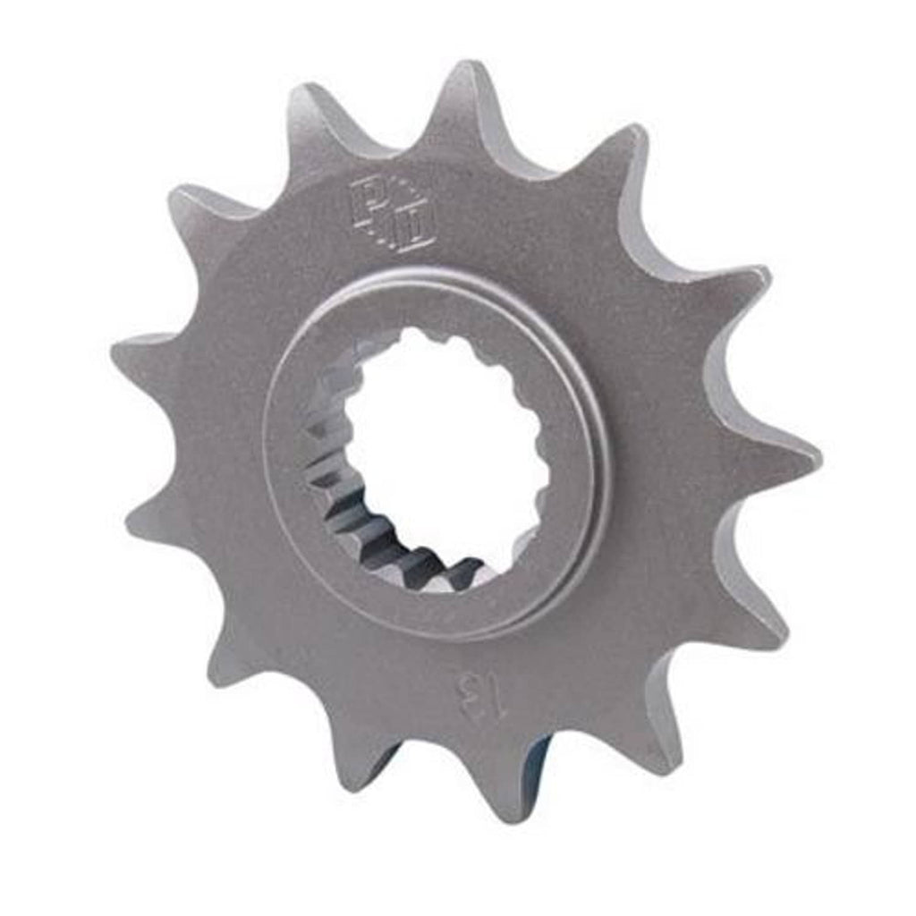 Gray 13-tooth front sprocket with splined inner bore and raised drive teeth