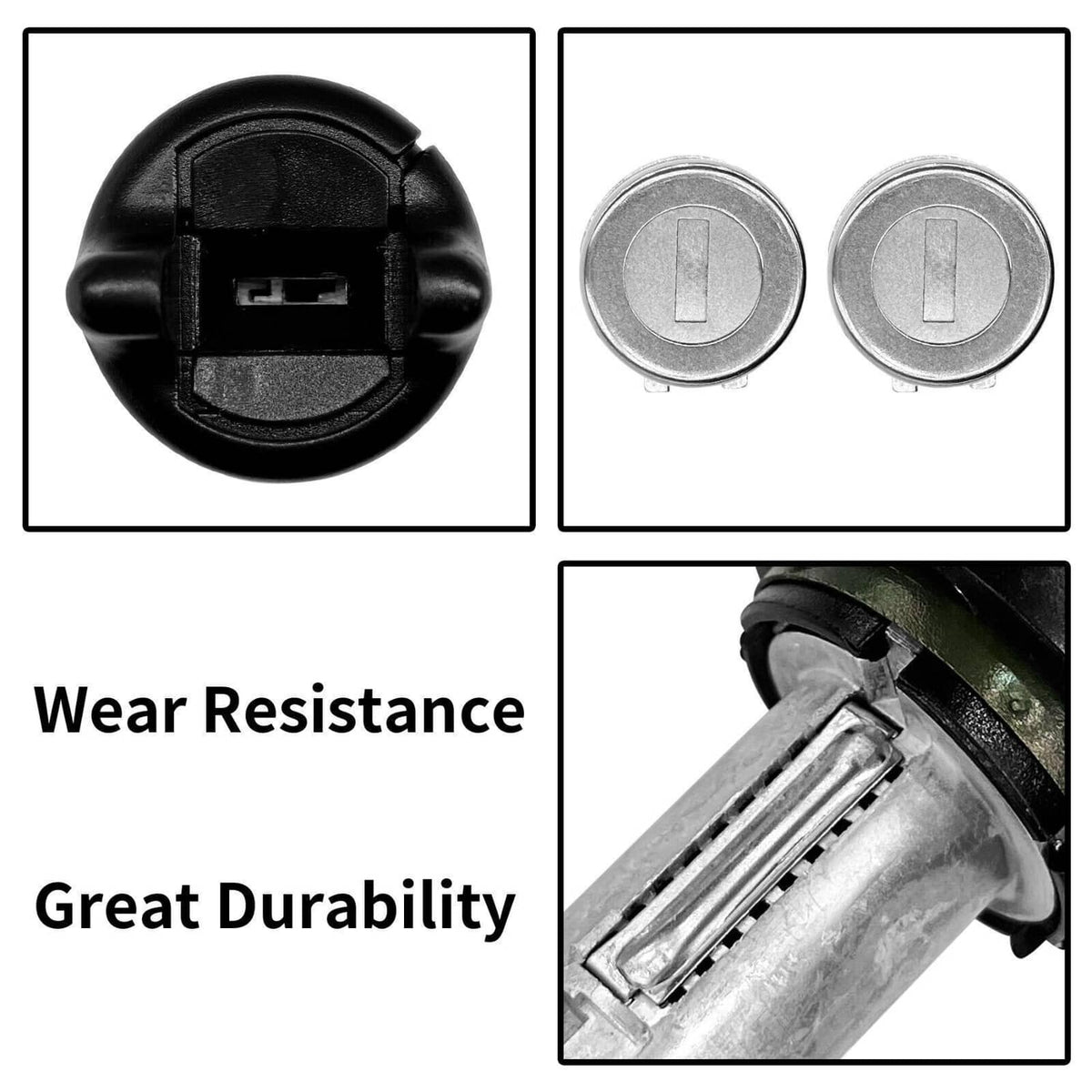Black lock cylinder face and silver core, wear and durability close-up