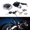 Fuel tank cap lock and ignition switch key set with cylinder, keys, and mounting parts