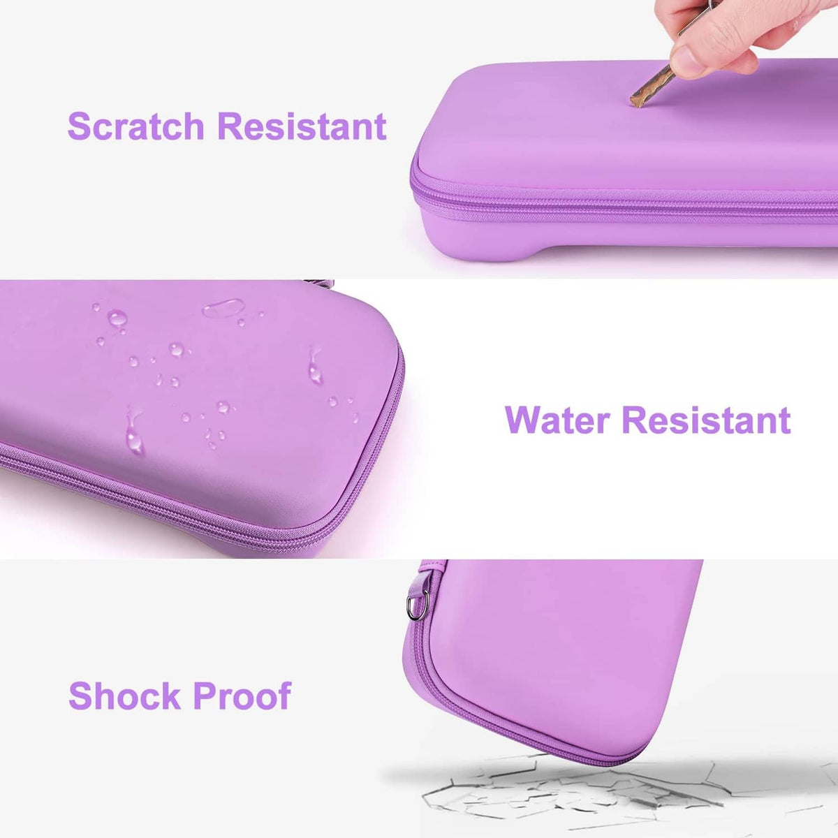 Purple Switch 2 case with padded shell and water-resistant, scratch-resistant surface