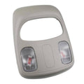 Gray dome map LED reading light assembly with two lens lights and center switch