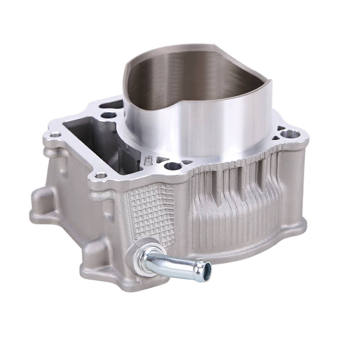 Engine cylinder head rebuild part with machined silver cylinder and mounting flanges
