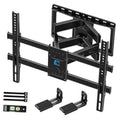 Black full-motion TV wall mount bracket with long support arms and mounting plates