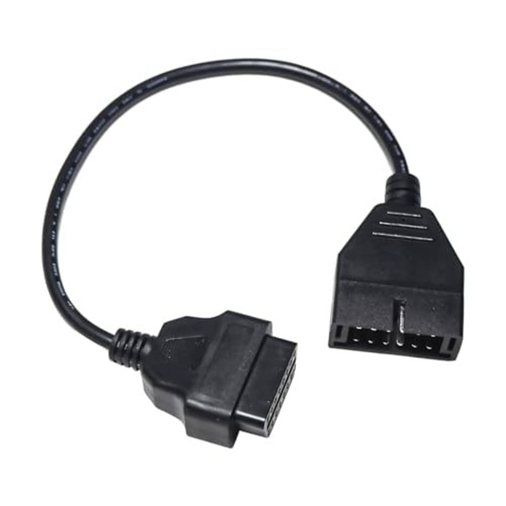 Black OBD diagnostic adapter cable with two matching connector ends and cable wire
