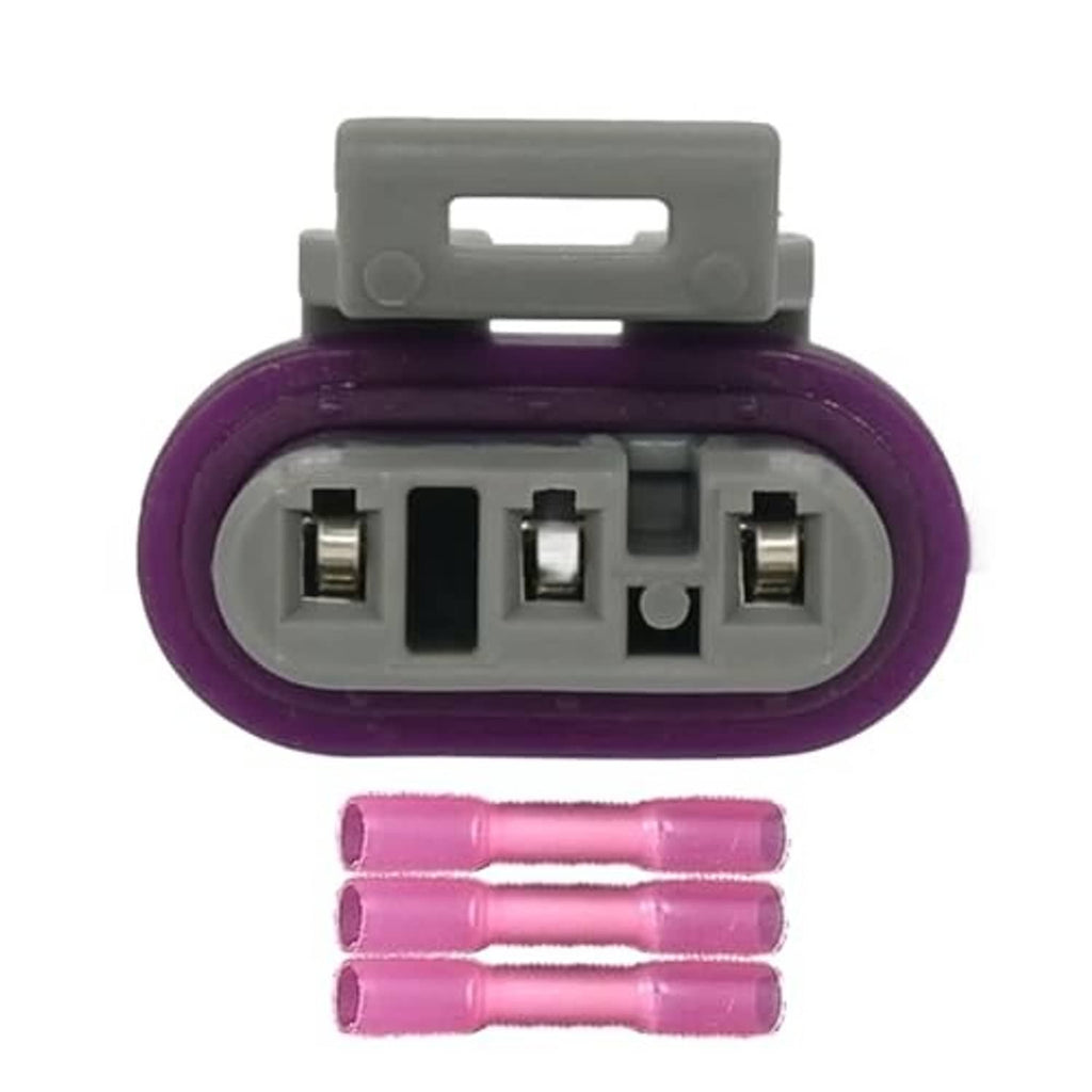 4-pin throttle sensor connector with terminals and attached pink wire leads