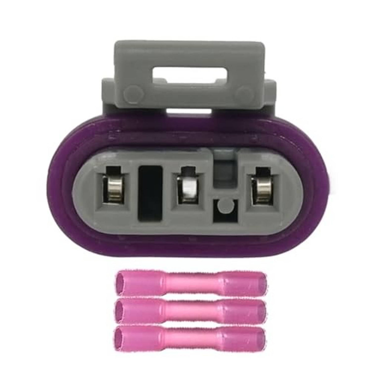 4-pin throttle sensor connector with terminals and attached pink wire leads