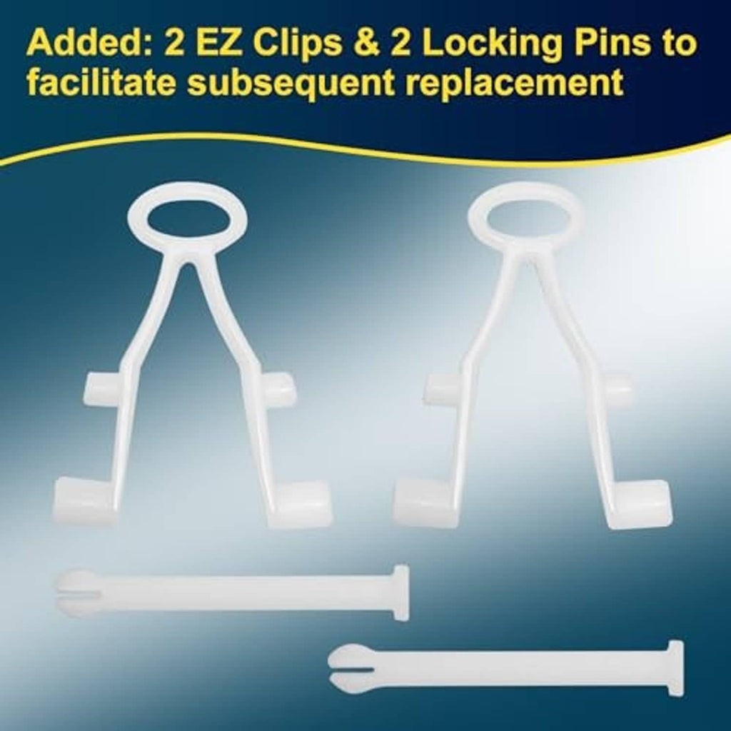 EZ clips and locking pins set with two white clip assemblies and support braces