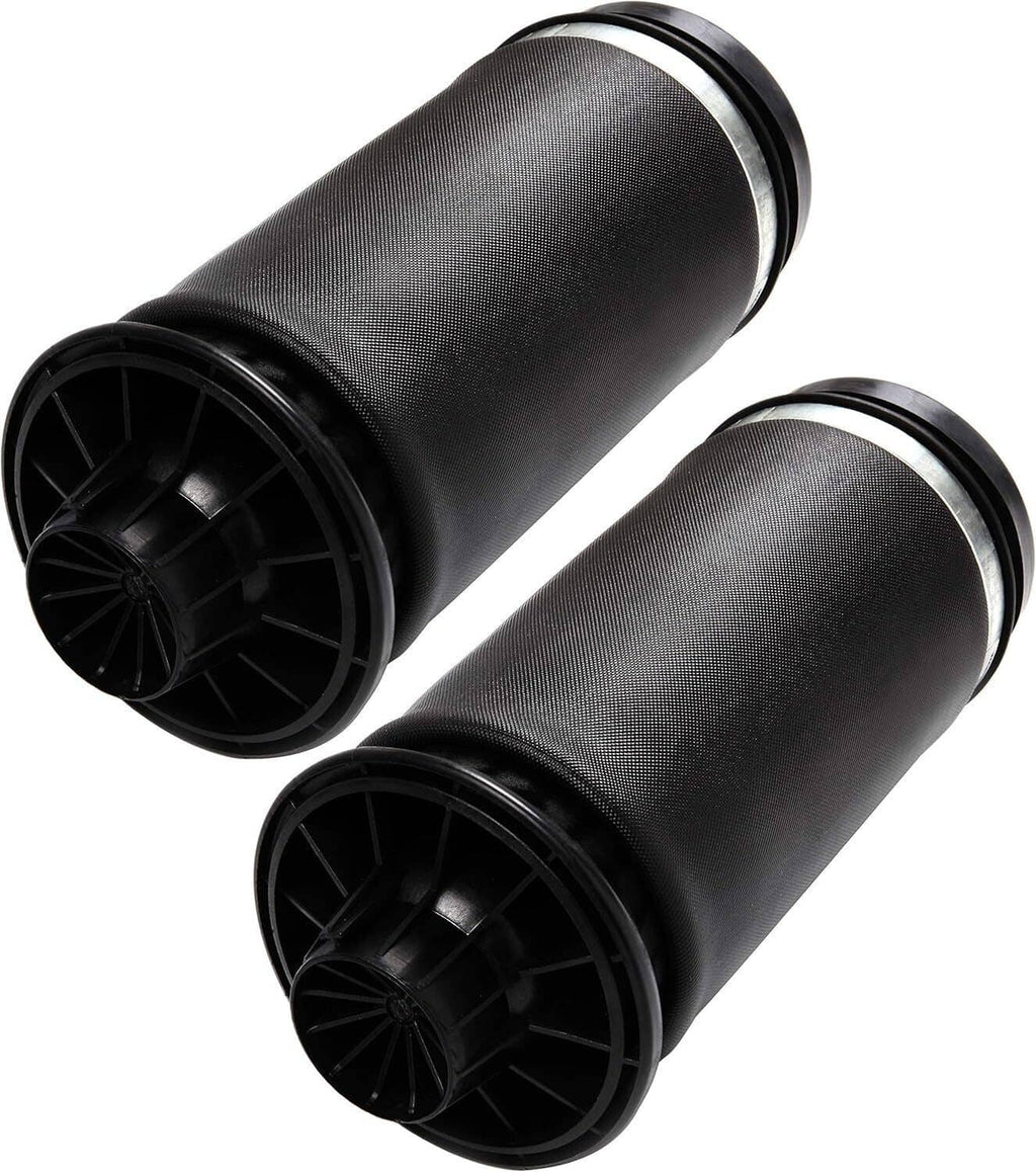Rear air suspension spring bags set with exposed mounting ends, black rubber air springs