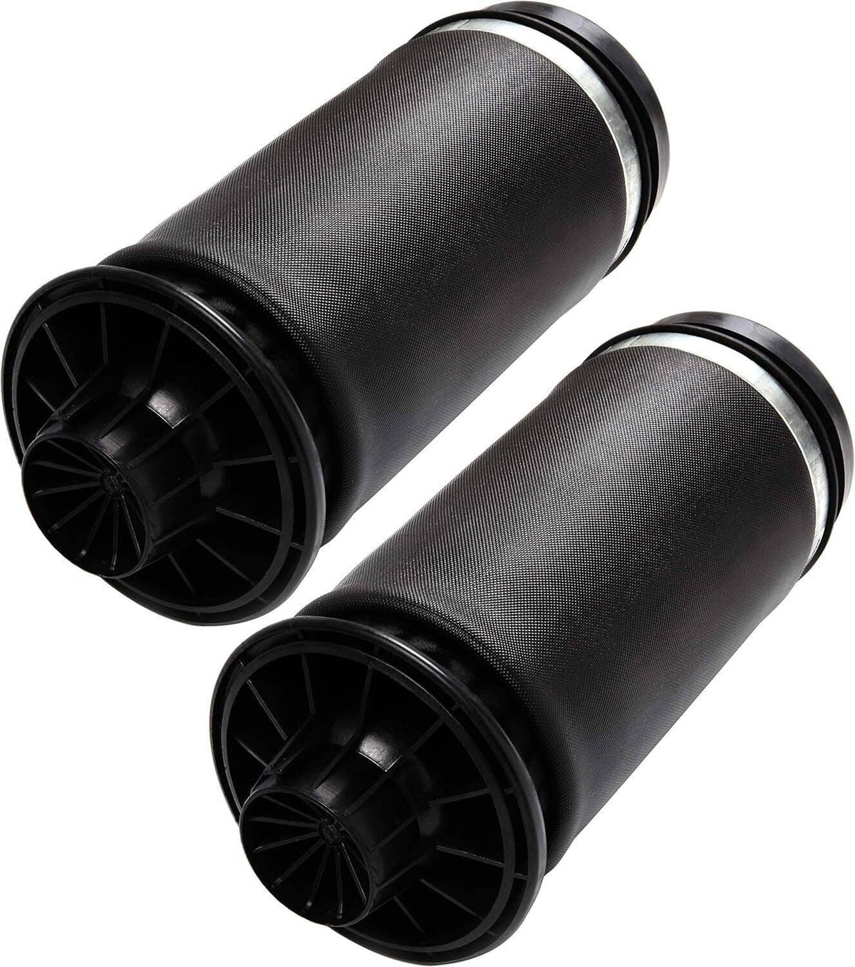 Rear air suspension spring bags set with exposed mounting ends, black rubber air springs