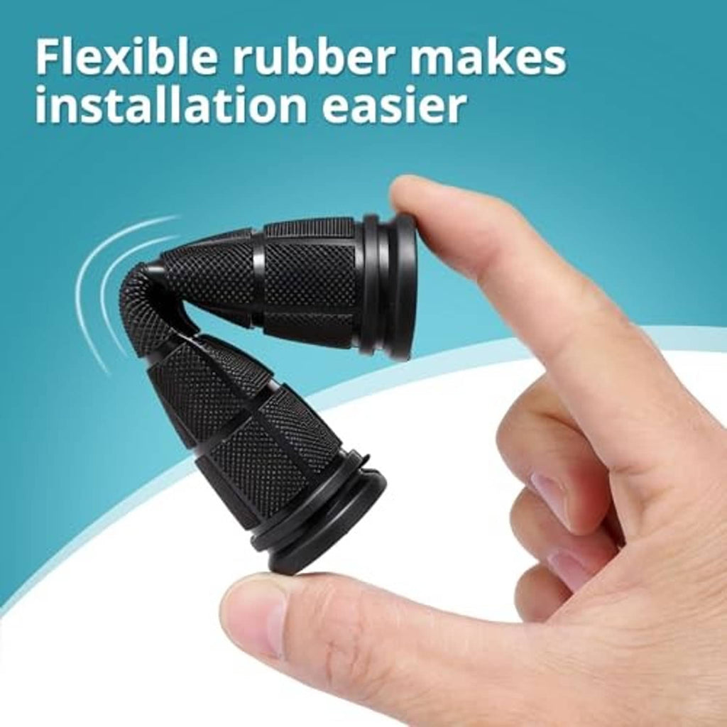 Black textured rubber bicycle handlebar grip, flexible slip-on style with end cap