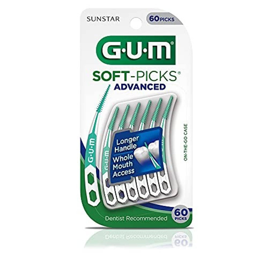 GUM Soft-Picks Advanced dental picks blister pack, 60 teal tips with access handle