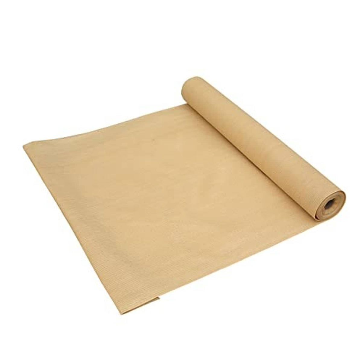 Beige rolled sun shade mesh fabric sheet, compact roll view