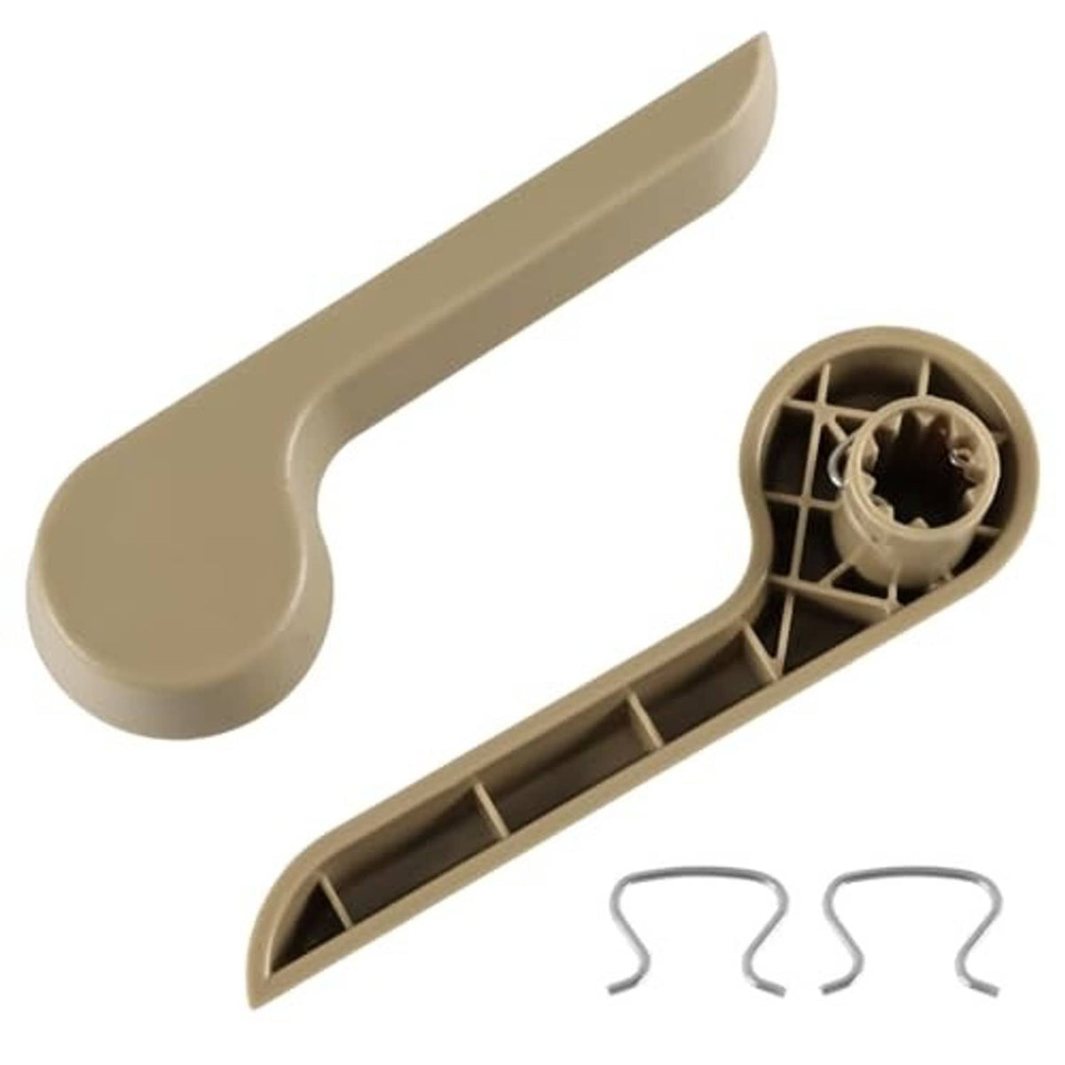 Beige recliner handle with circular vented mounting base and release knob