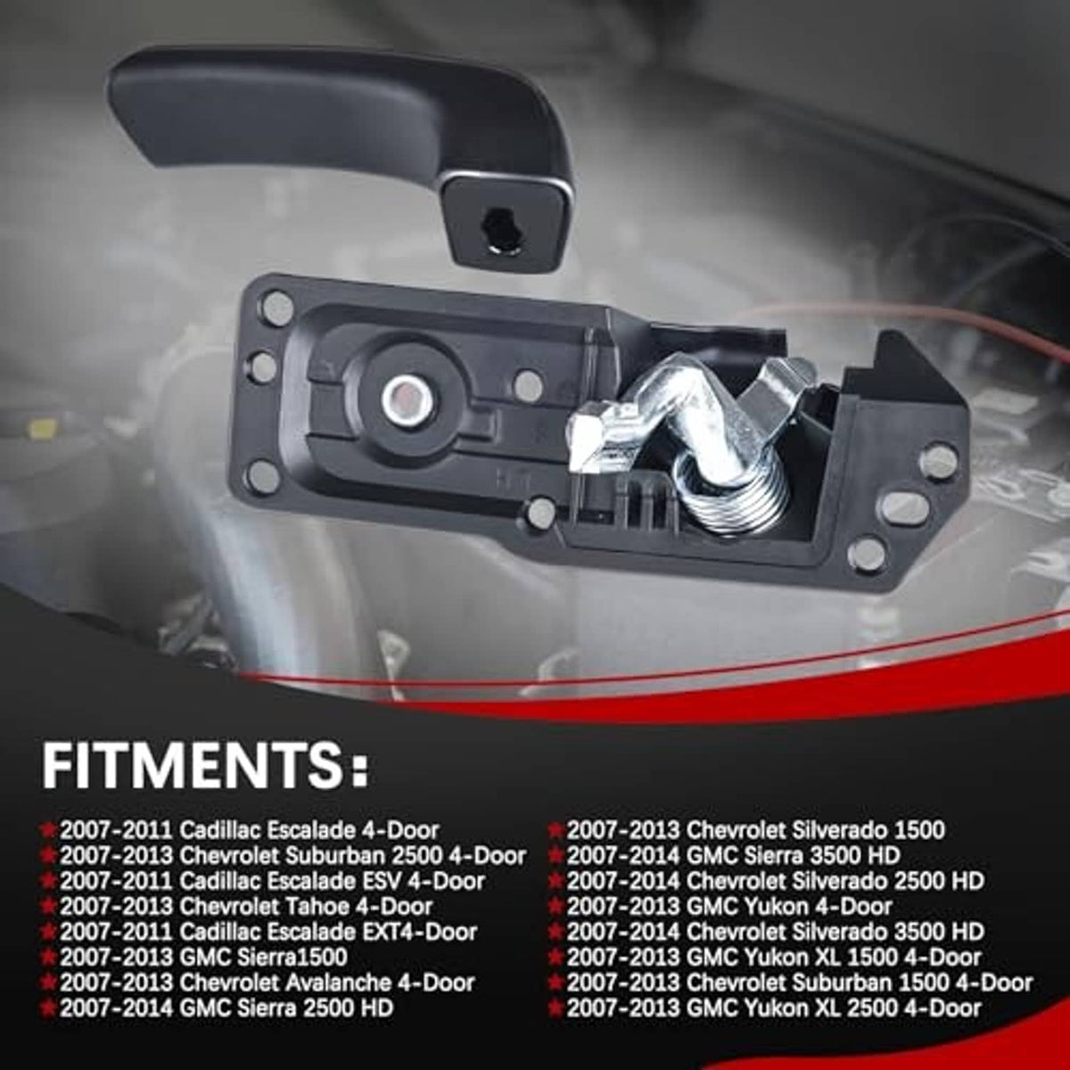 Interior door handle assembly with latch mechanism and rectangular mounting base