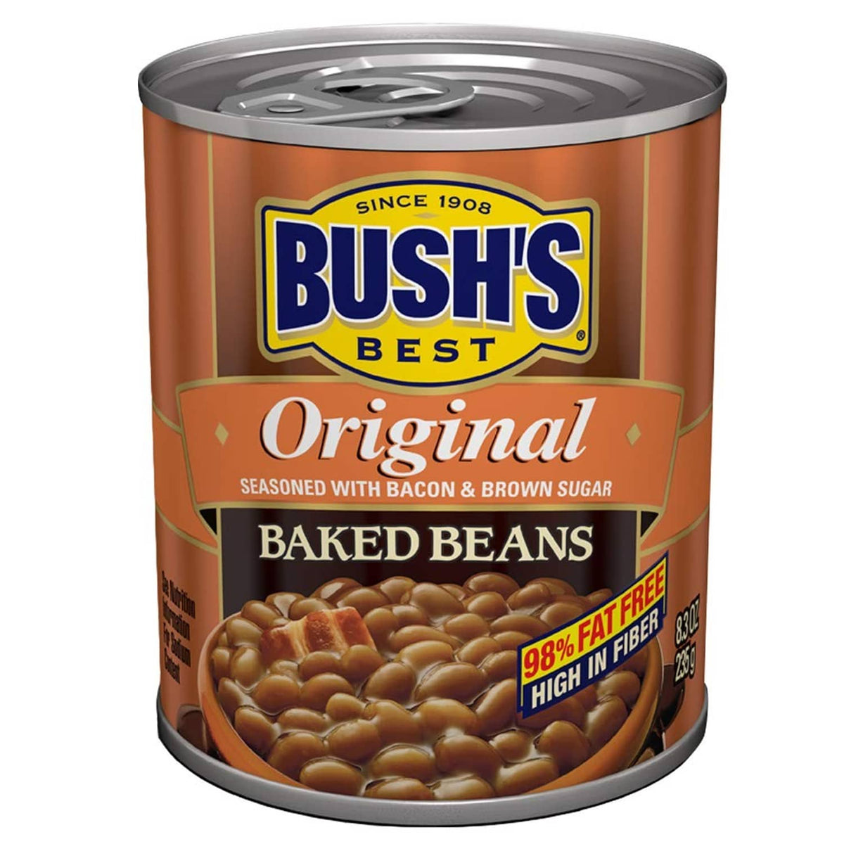 Bush’s Best Original baked beans can with beans graphic and label