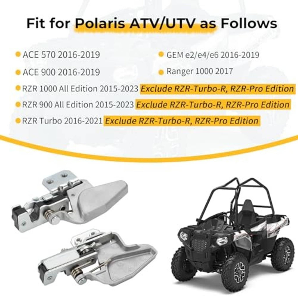 Door latch lock kit with two units, compatibility layout shown with UTV