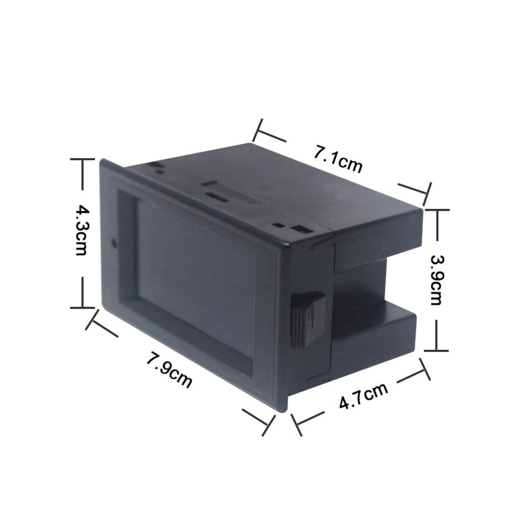 Compact black digital panel power/energy monitor with labeled dimensions