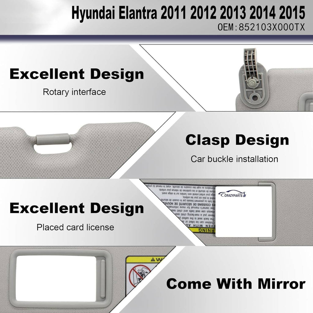 Gray sun visor mounting area with clip and left vanity mirror opening
