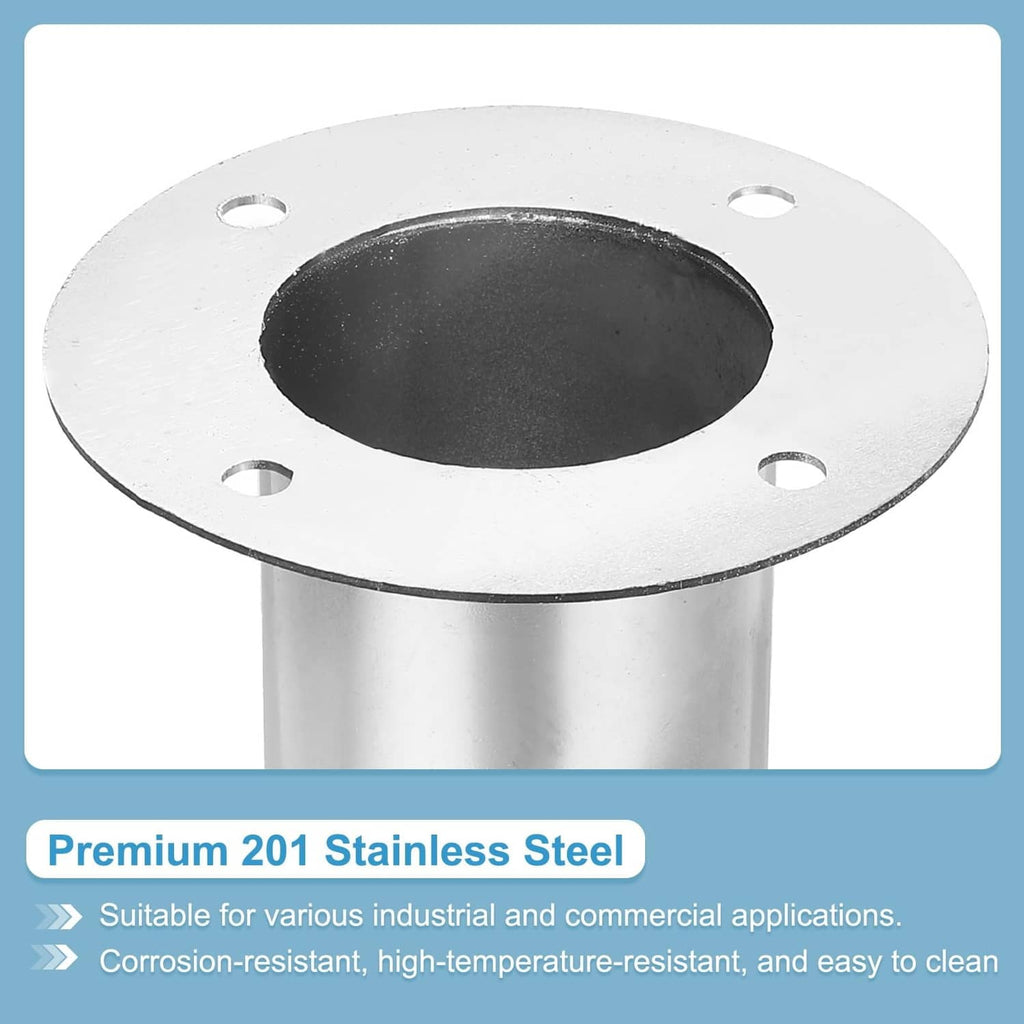 Silver duct connector flange with oval center opening and four mounting holes