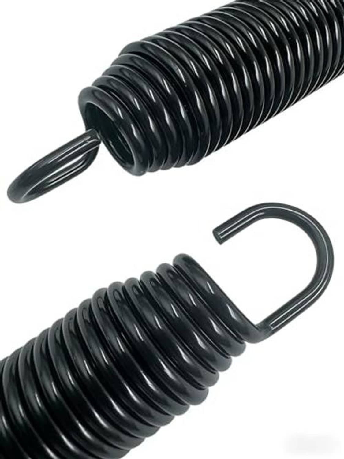 Close-up of black coiled springs with metal loop hooks, replacement spring kit