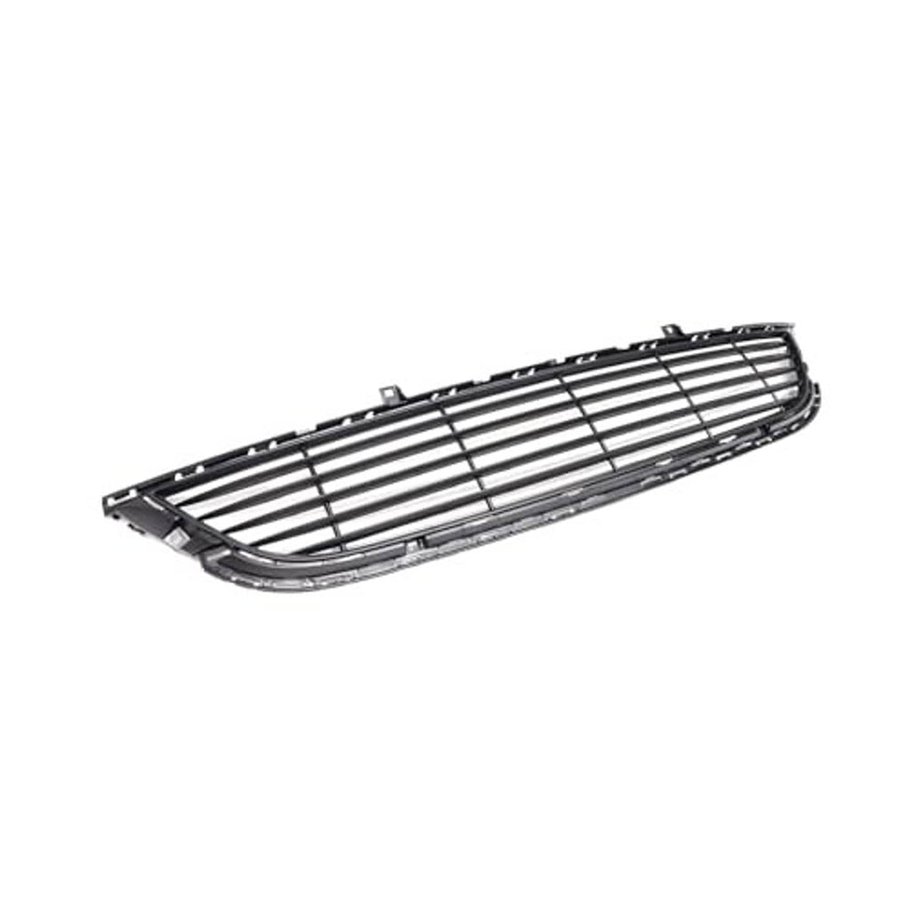 Front lower grille in angled view with black border and mesh grille bars