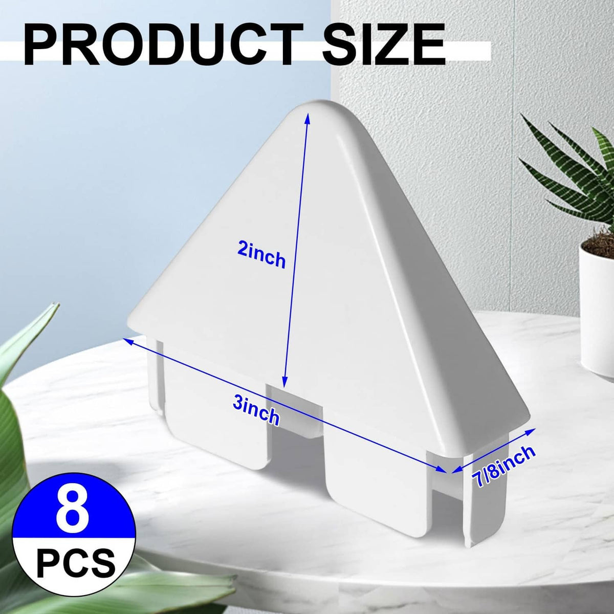 White vinyl round-top fence cap with 7/8" x 3" fit dimensions