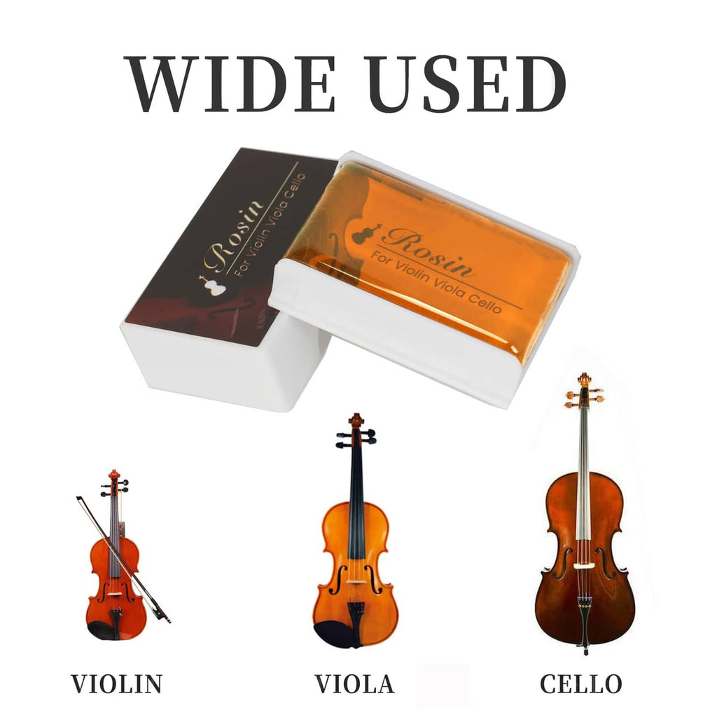 Rosin set for violin, viola, and cello, shown as six blocks in white holders