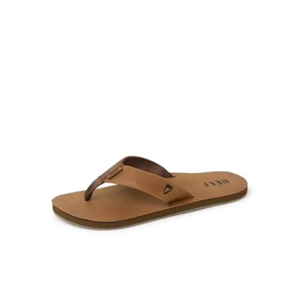 Bronze-brown leather flip-flop sandals, side view with V-shaped toe thong