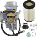 Carburetor assembly with air filter and mounting gasket for ATV engine service
