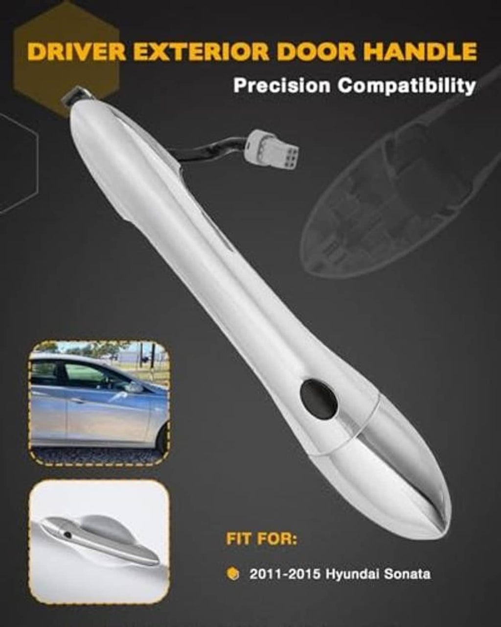 Passenger door handle for 2011–2015 Sonata, white handle with oval opening