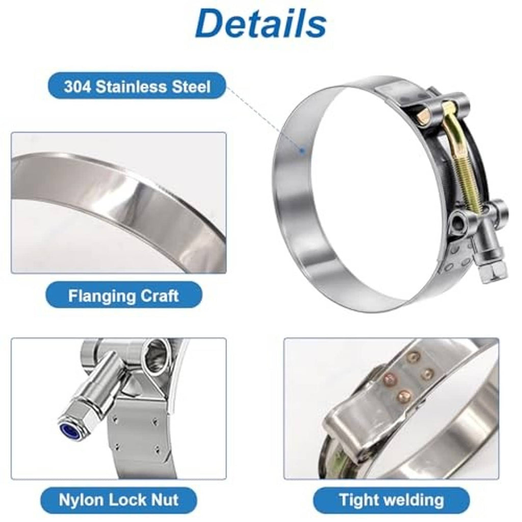 304 stainless steel T-bolt hose clamp with nylon lock nut and gold bolt