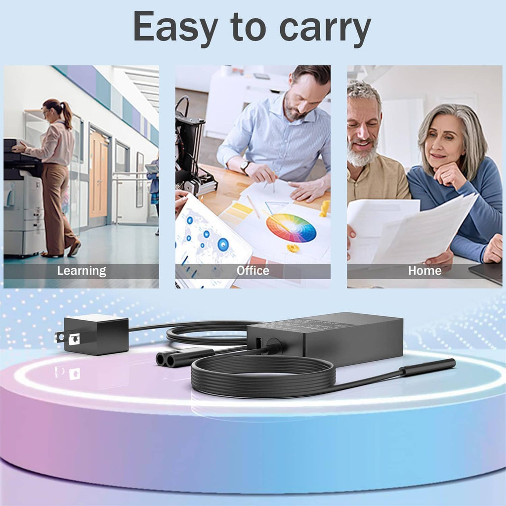 Black charger adapter with neatly coiled cable and connector ends