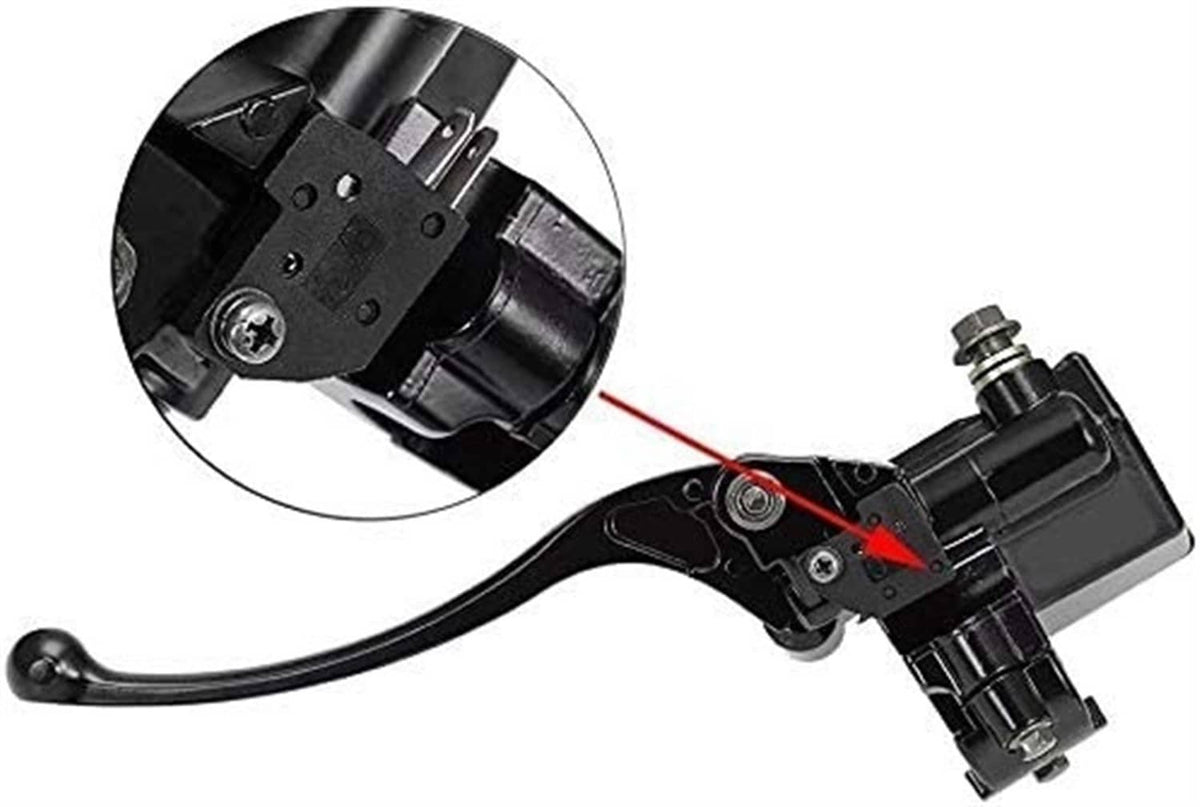 Brake master cylinder lever with right perch, showing mounting hardware and adjustment