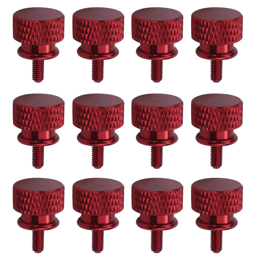 Wine red knurled aluminum thumb screws with threaded studs (12 pack)
