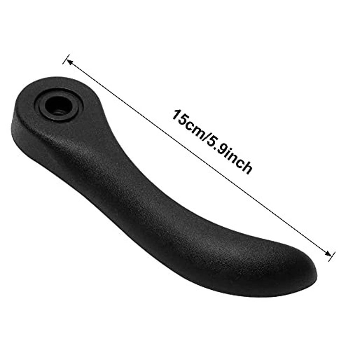 Black recliner release handle, 15 cm length, round mounting post at top