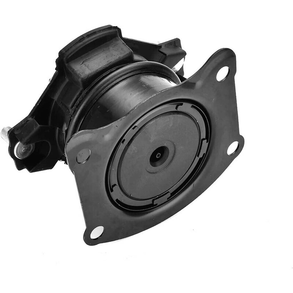 Black rubber transmission mount with circular center bushing and mounting holes