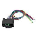 Throttle body connector harness plug with multicolor wire leads and black housing