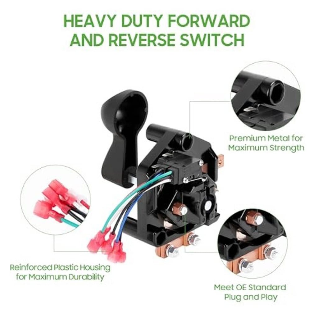 Heavy-duty forward and reverse switch with wiring and reinforced plastic housing