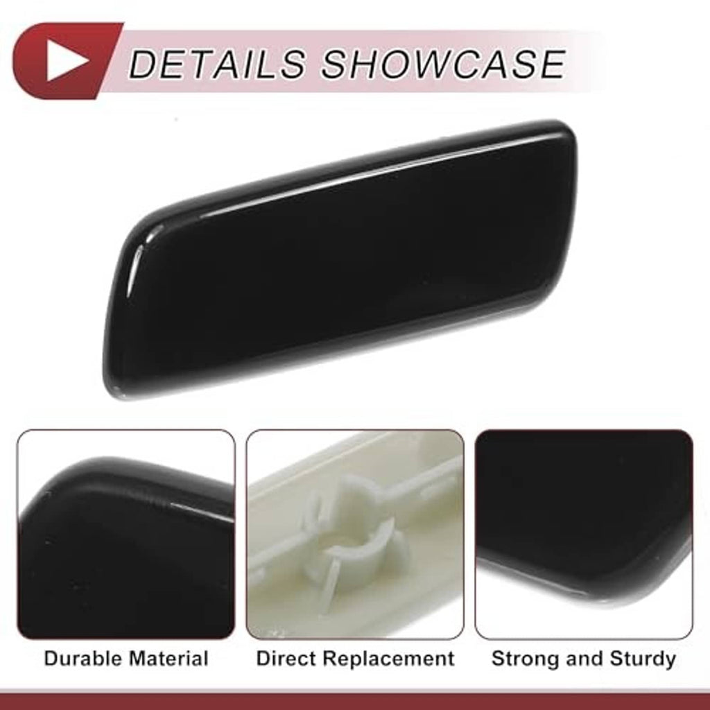 Black washer nozzle cover cap detail view with smooth rounded edges