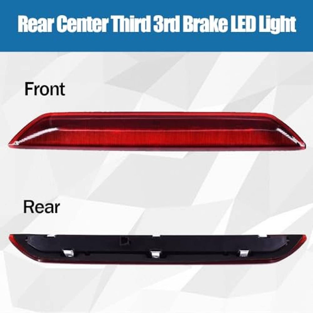 High-mount 3rd brake LED light front and rear views, red lens and black base