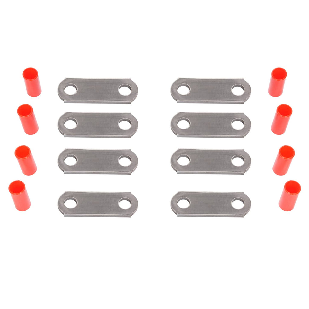 Trailer shackle kit spacer/link plates with mounting holes and red urethane bushings