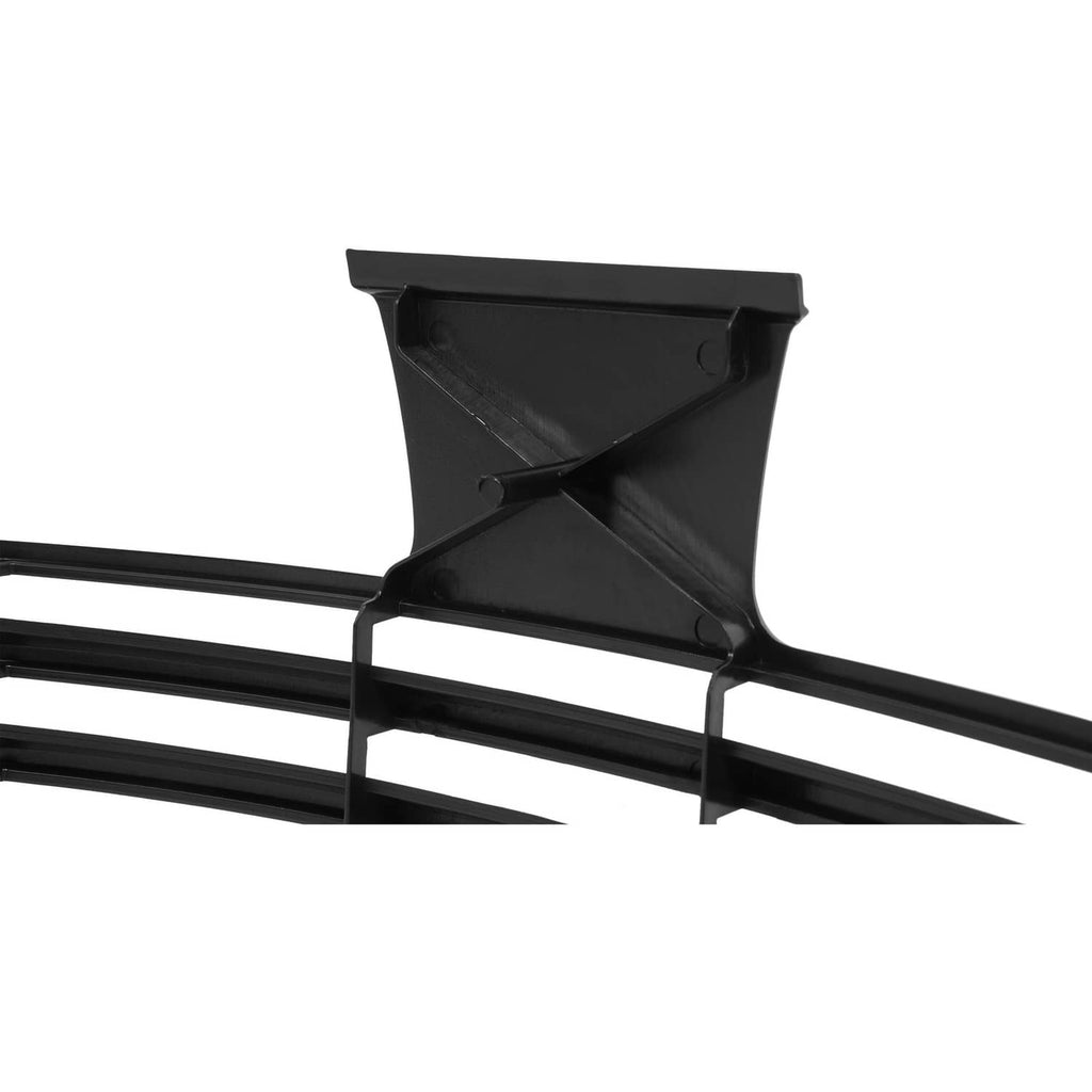 Front grille with horizontal bars and support brackets, dark plastic insert