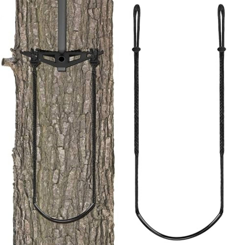 Black rope ladder aider kit showing side bar, U-shaped loop, and long straps