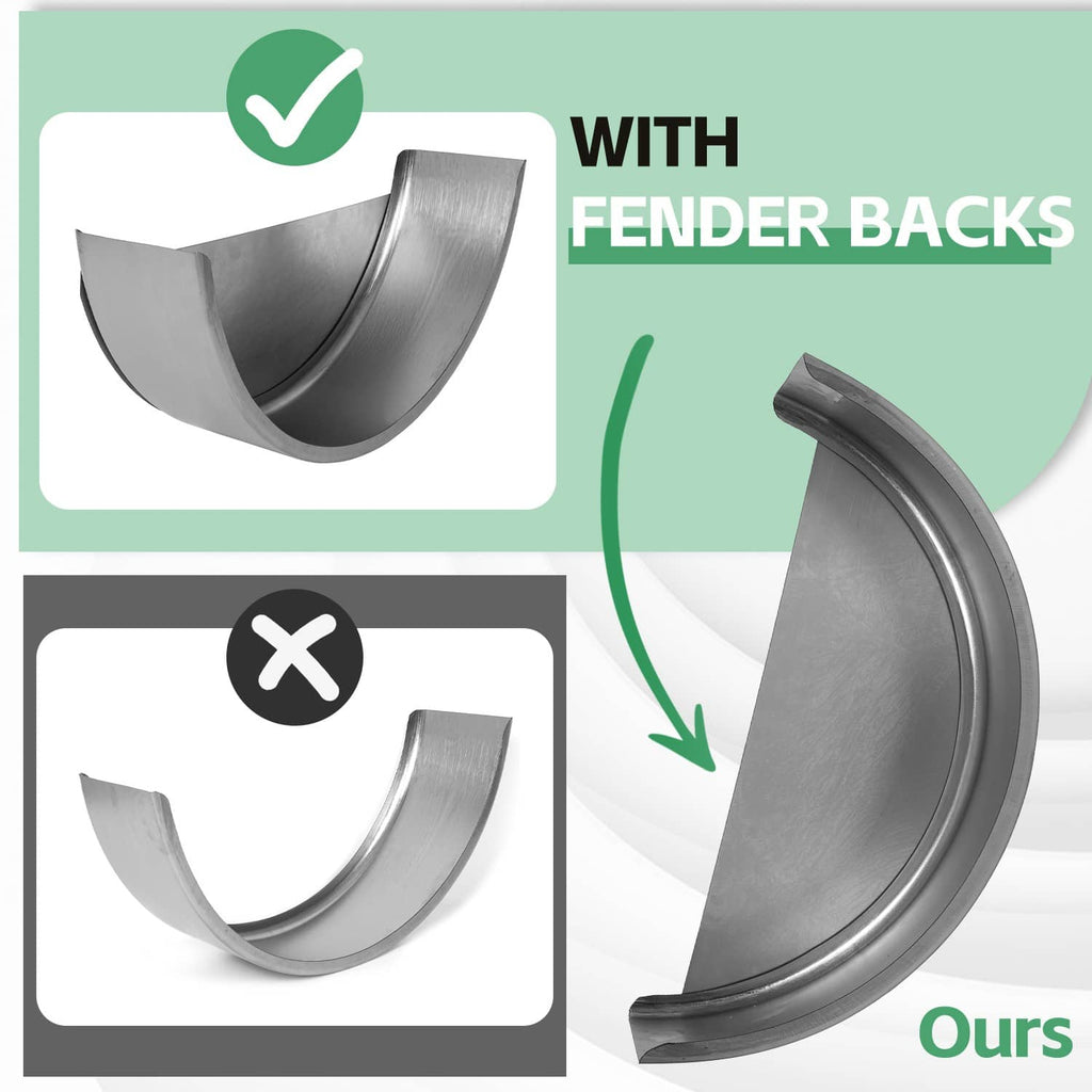 Steel round trailer fender with back plate design, silver-gray