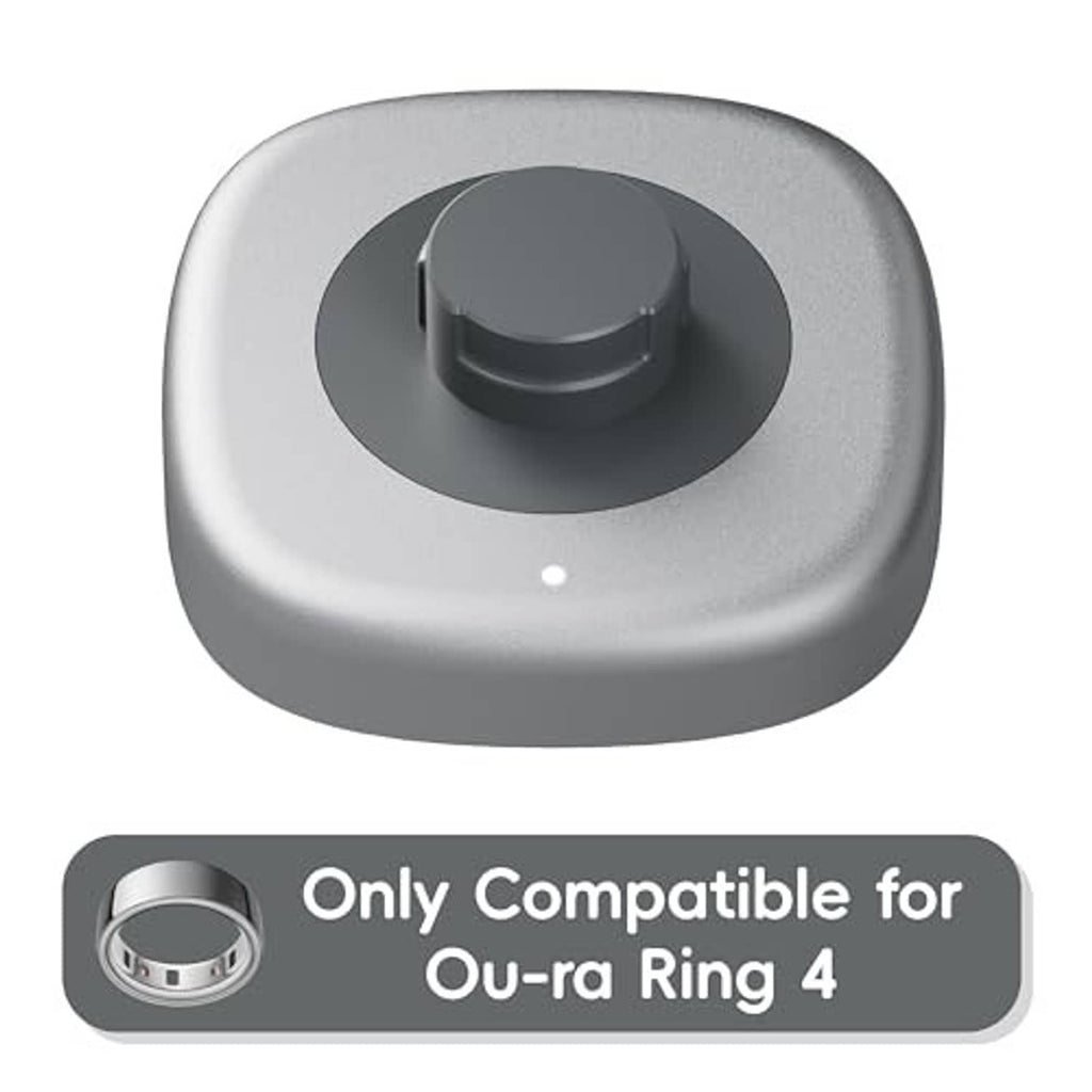 Round white charging dock base with dark central contact cap