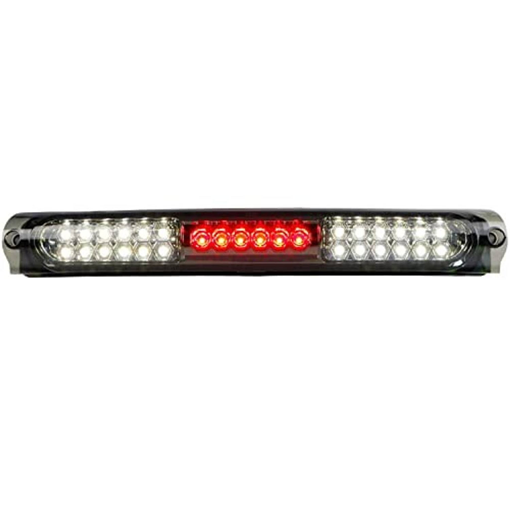 LED light bar, chrome housing and smoke lens; white LED sections and red center