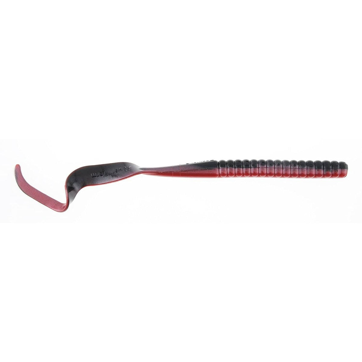Red curly-tail soft plastic fishing worm bait