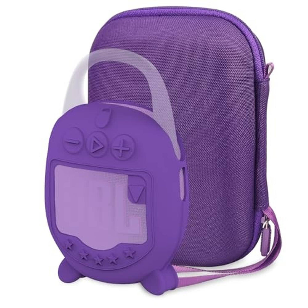Purple hard carrying case with zipper, molded speaker cover attached