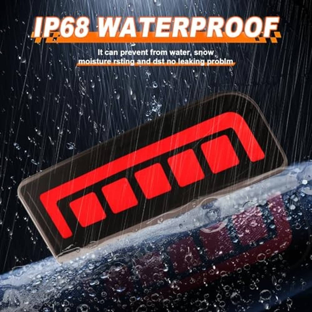 Waterproof LED rear reflector light with red bar and smoked lens, black housing