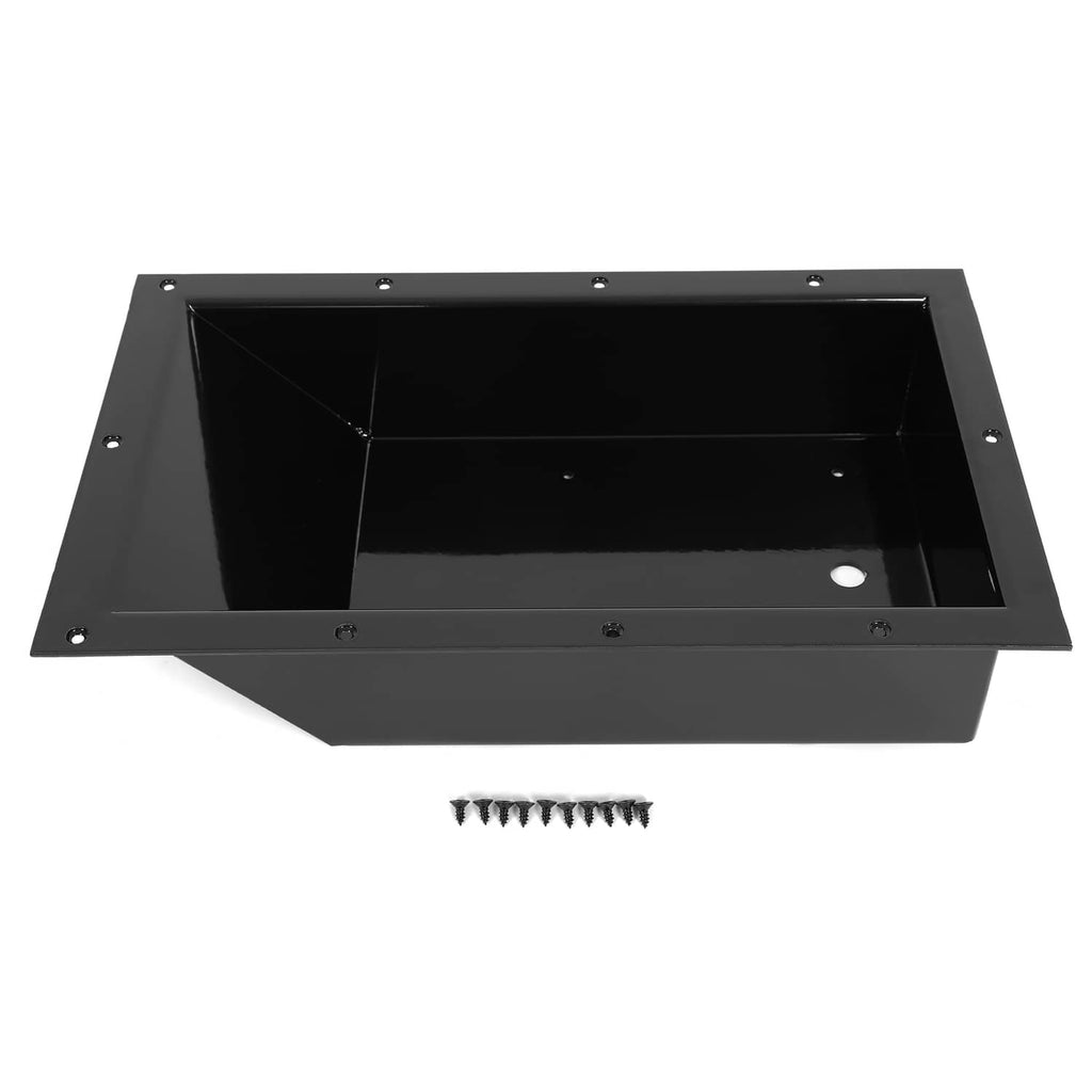 Recessed trolling motor foot pedal pan, angled view with included screws